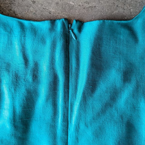 Vintage Merona Teal Green Silk Mini Sheath Dress medium - Picture 9 of 10
